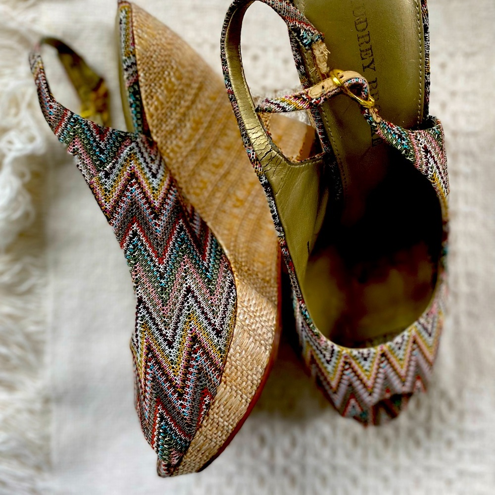 Audrey Brooke platform peek-a-boo shoes.
